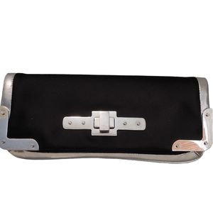 Ann Taylor women contemporary black silver casual minimalist small clutch bag